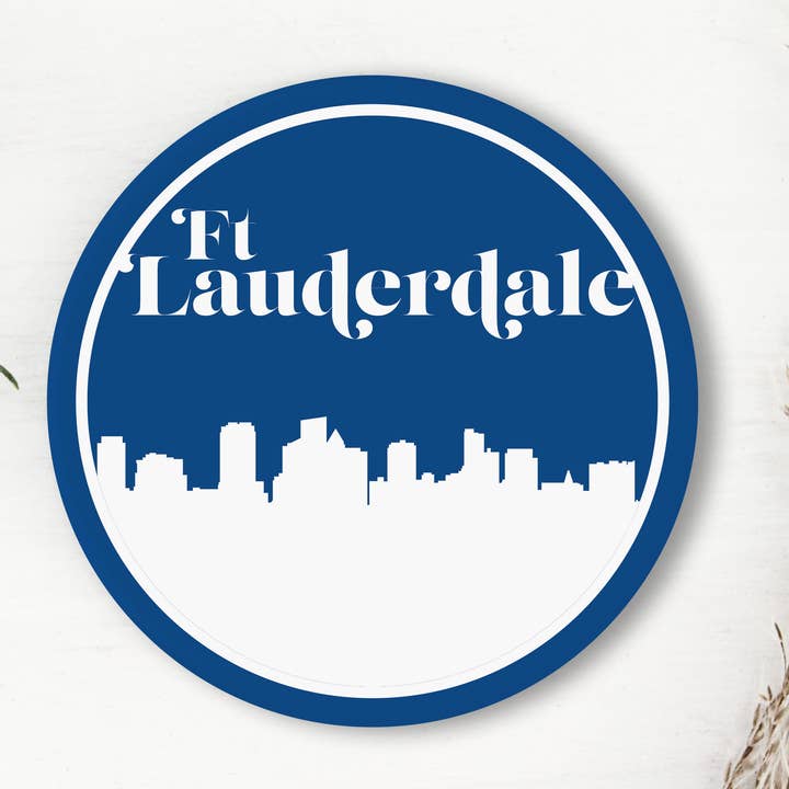 Fort Lauderdale FL retro skyline achtbaan | Meerdere kleuren voor wholesale door Paperfinch Design