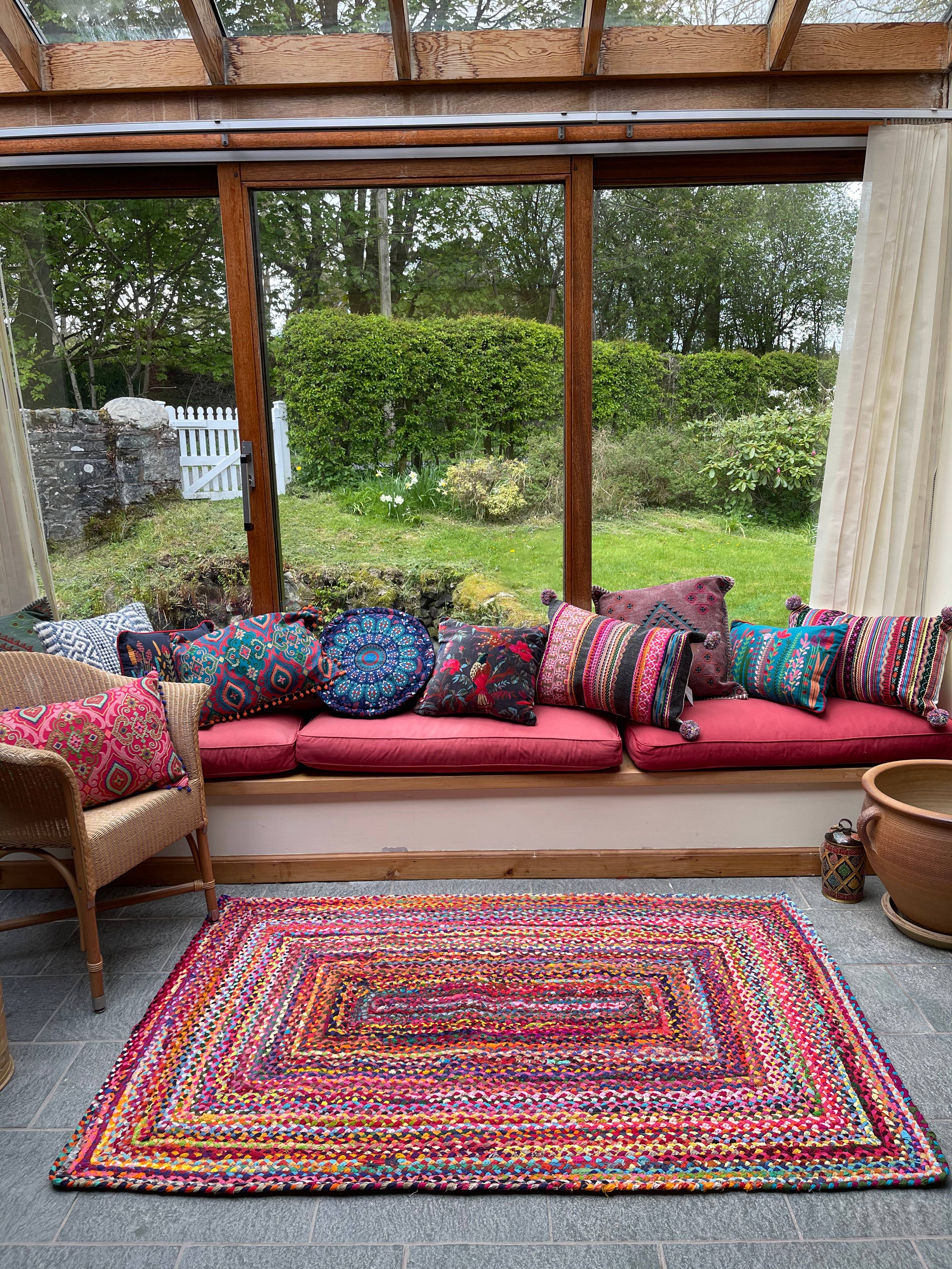 Second Nature Online – wholesale Area rug – SUNDAR Multi Color Area Rug Braided with Recycled Fabric8