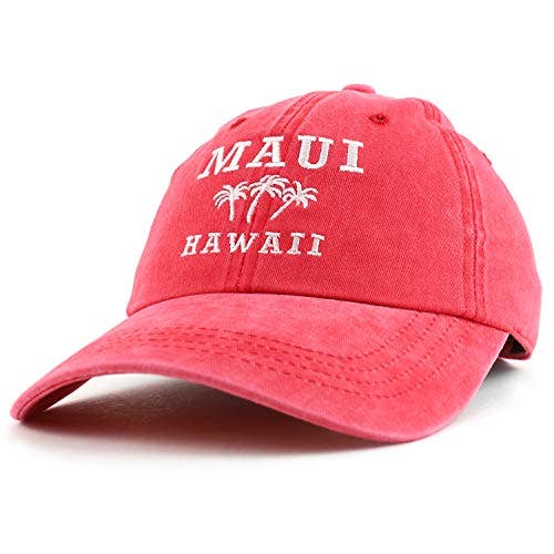 Trendy Apparel Shop - Venta al por mayor Gorra de béisbol - Unisex - Gorra de béisbol bordada Maui Hawaii con palmera25