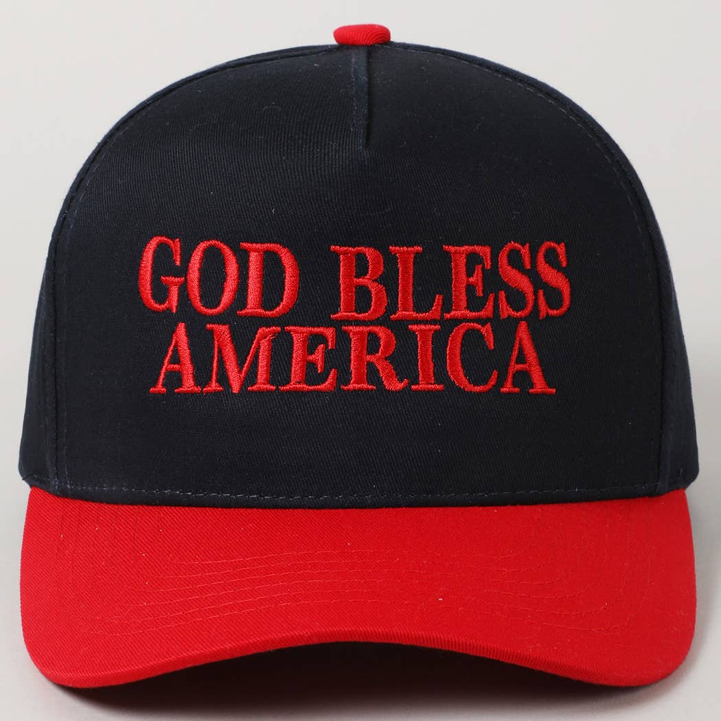 Fashion City - Wholesale Baseball Cap - Unisex - God Bless America Embroidered Two-Tone Canvas Cap36