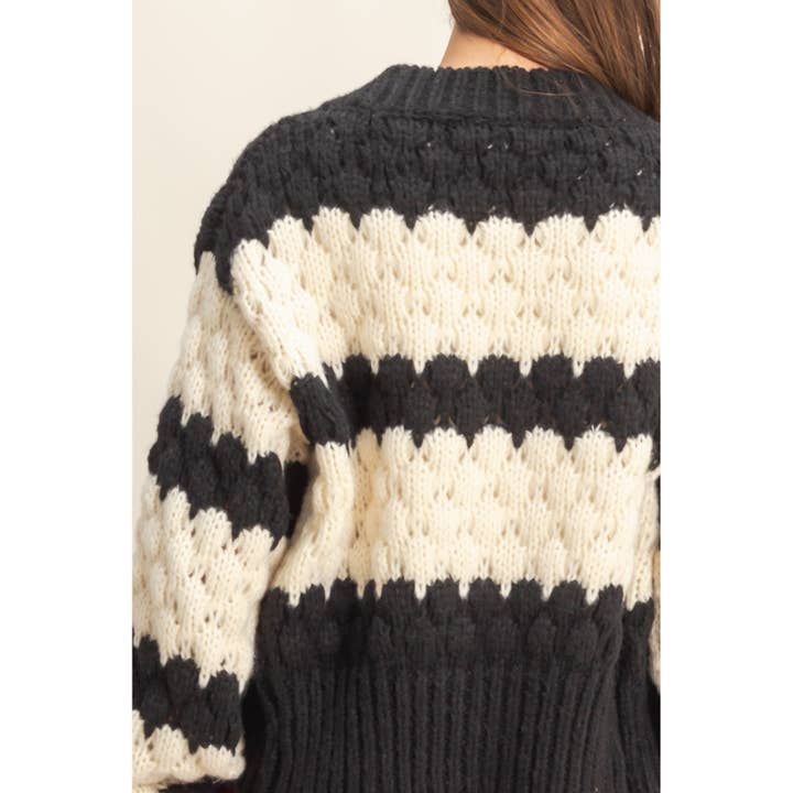 HYFVE - Wholesale Cardigan - Women's - Oversized Scallop Pattern Knit Cardigan3