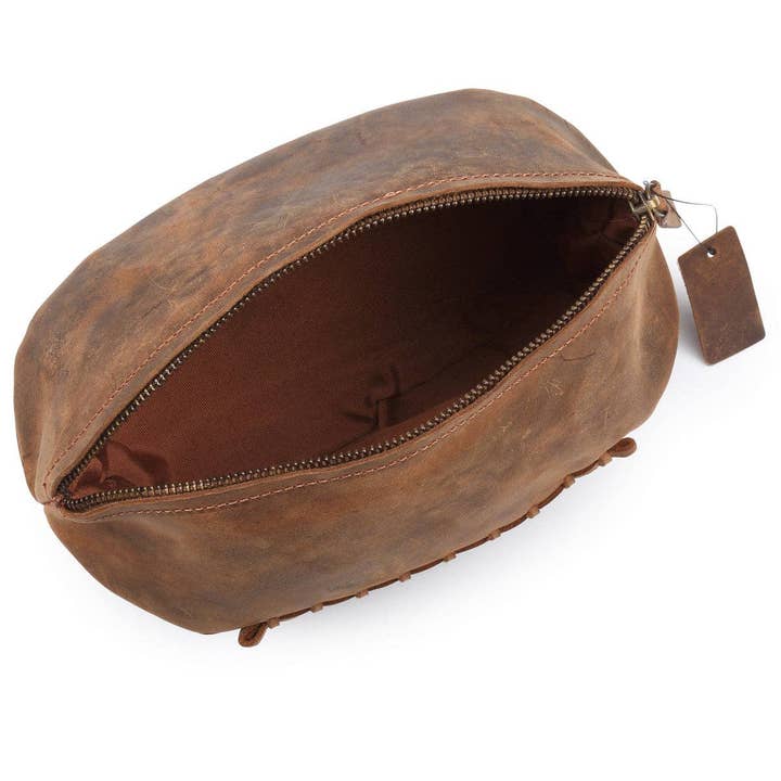 Hydestyle London - Wholesale Toiletry Bag - Men's - Venator Distressed Leather Rugby Ball Wash Bag