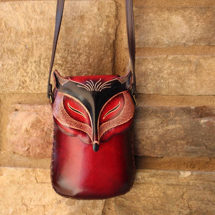 Sunflower Handmade leather inc - Wholesale Crossbody Bag - Women's - Leather red Fox Pouch purse handbag crossbody