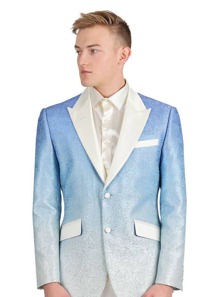 Blazer cranté à motif floral bicolore pour hommes 3BL02 pour la vente par BARABAS