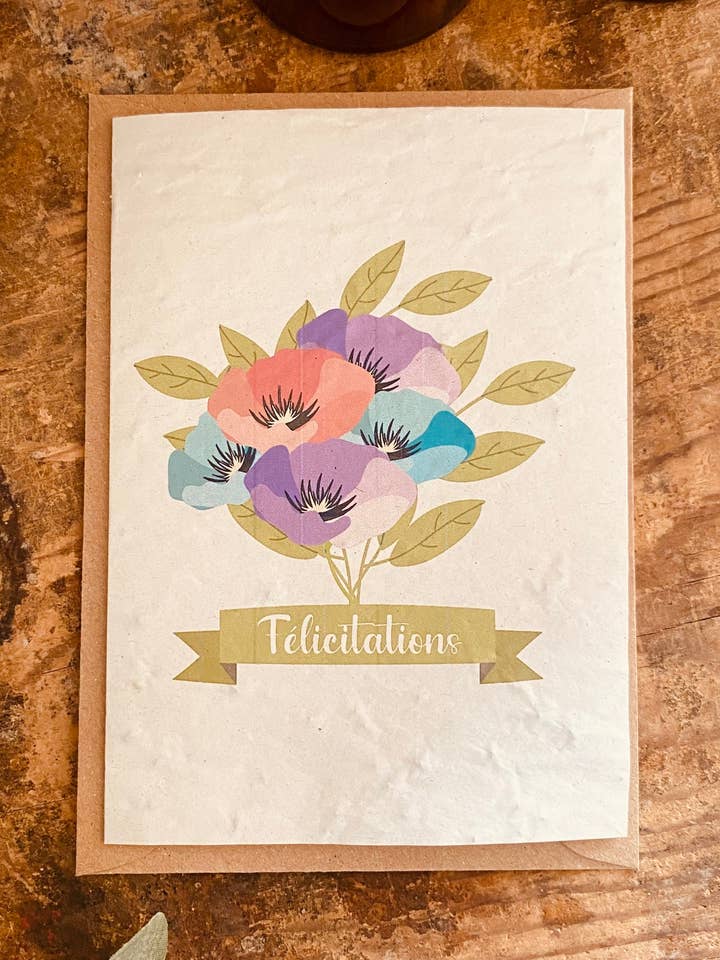 Tarjeta para plantar « Felicitaciones » modelo 2 para venta al por mayor de Bibiche Raconte Des Salades