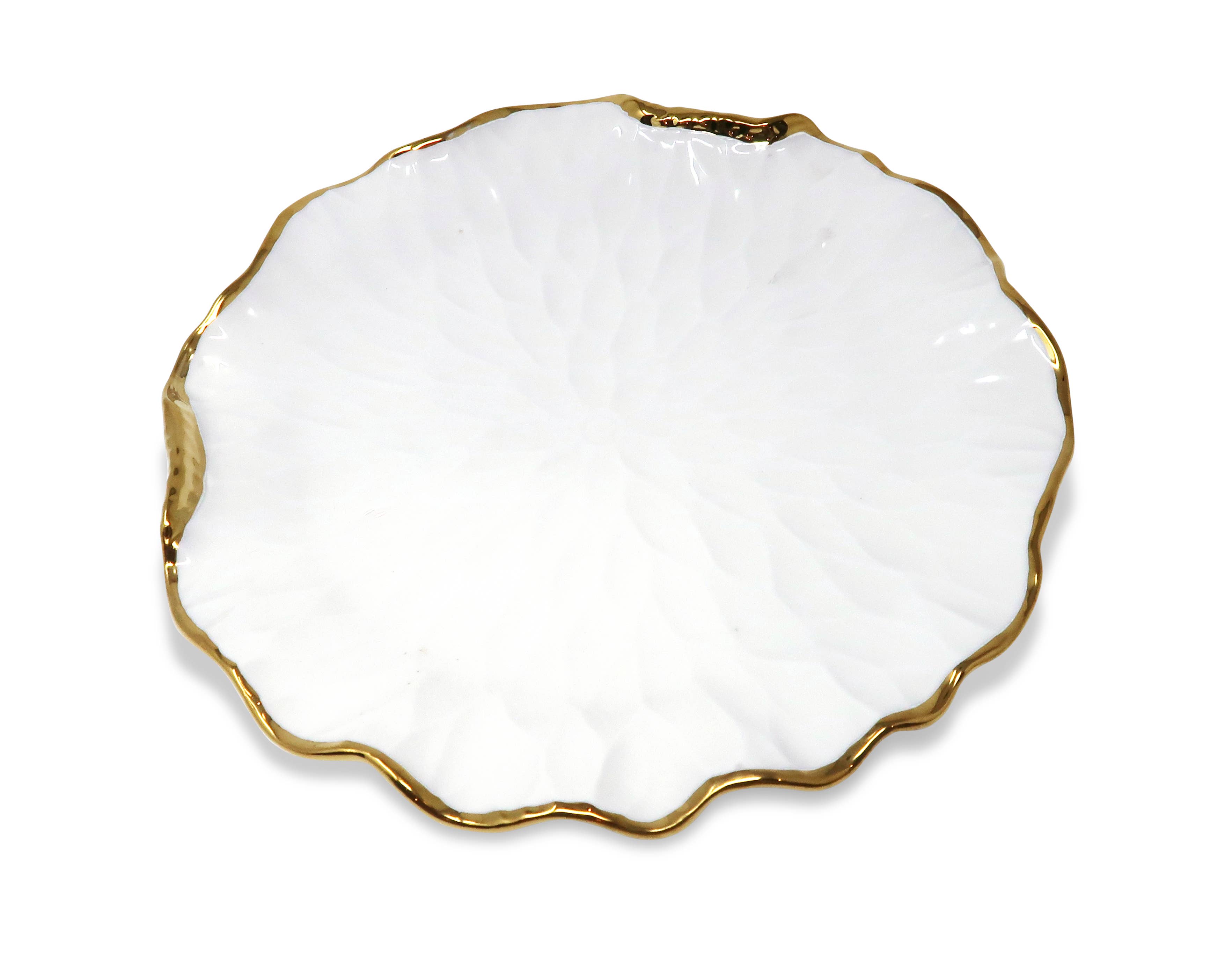 VIVIENCE - Wholesale Dinner Plate - S/4 Dinner Plates New Bone China with Gold Scalloped Edge1