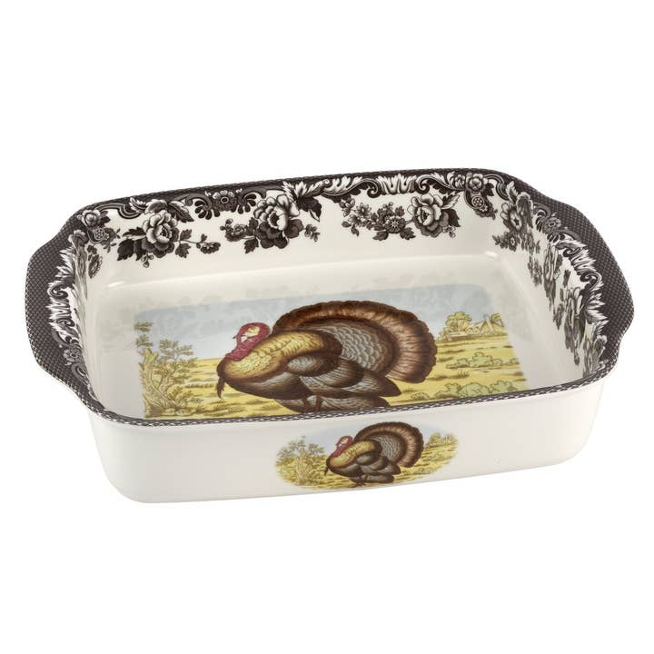 Spode Woodland Handled Lasagne Dish 15 Inch (Turkey) for wholesale by Portmeirion, Spode, Pimpernel, Nacthmann, Wrendale Designs