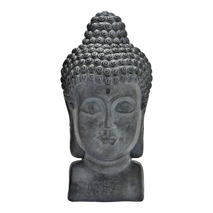 Tête de Bouddha en poly gris (L/H/P) 25x50x25cm pour la vente par Wurm