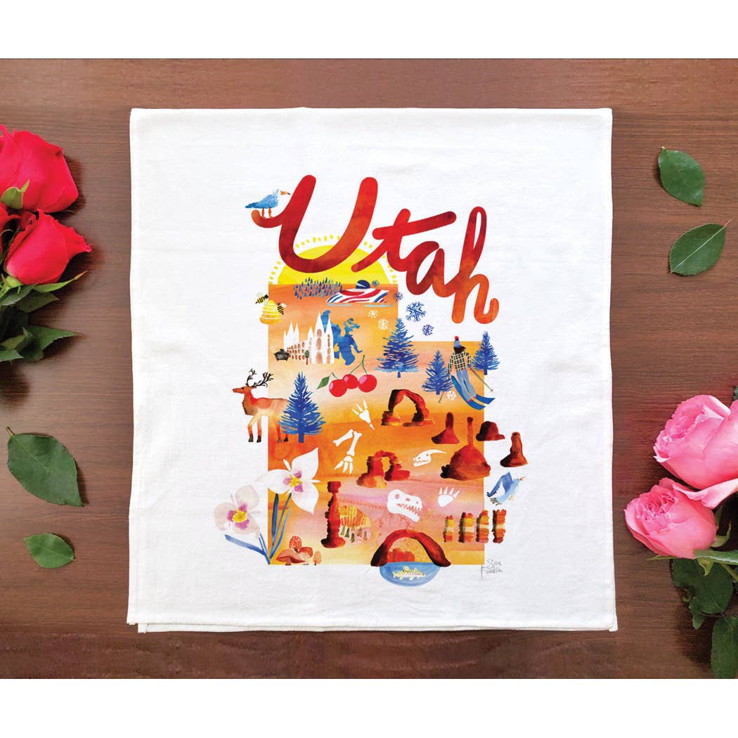 Allport Editions - Vente Torchons - Série de serviettes avec cartes à l'aquarelle - découvrez les 28 États !23