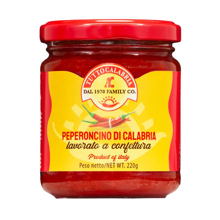 Composta Peperoncino leggermente piccante ottima su formaggi per la vendita all'ingrosso da parte di Tutto Calabria di A. Celli S.r.l.