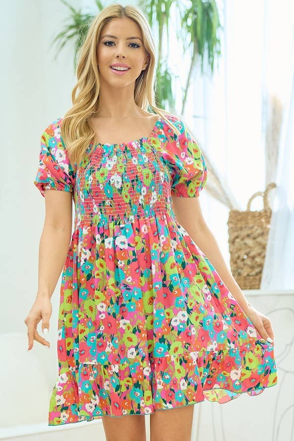 lovely melody - Wholesale Dress - Women's - LMD5477-Doras floral print dress1