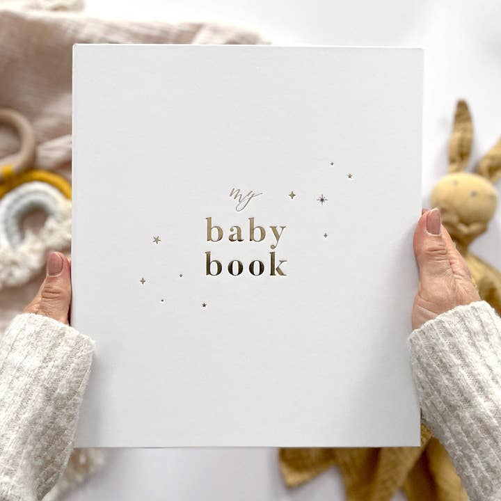 New - My Baby Book - Baby Memory Book - White for wholesale by Blush and Gold USA