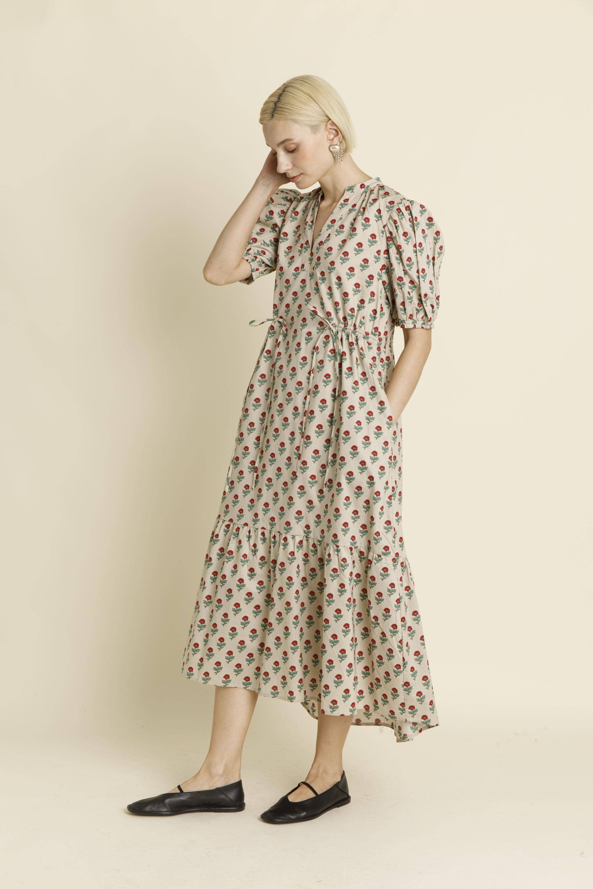 Aureum - Wholesale Dress - Women's - AD1829 - MIDI DRESS WITH WAIST TIES1