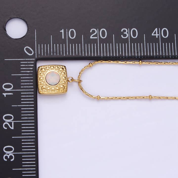 Aim Eternal - Vente Colliers à pendentif - Collier de blé en pointillé d'opale blanche en acier inoxydable de 16 pouces3