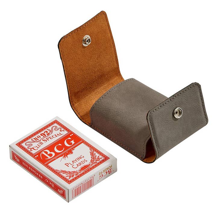 Creative Gifts International Inc. - Wholesale Card Holder - Unisex - Leatherette Playing Cards Case, Grey 3.75"
