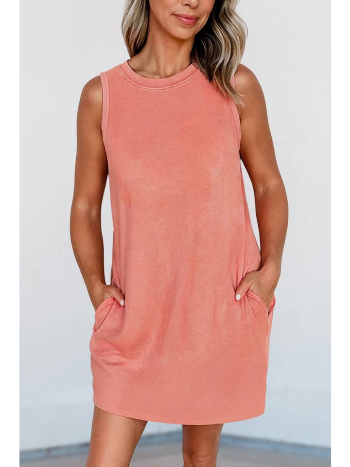 Aapparella - Wholesale Dress - Women's - Mineral Wash Tank Mini Dress with Pockets | S-XL