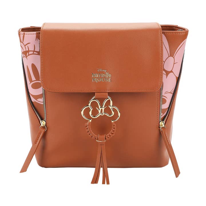 Disney Minnie Mouse Classic Faux Leather Mini Backpack with Bow Accent and Polka Dot Lining for wholesale by Bioworld Merchandising