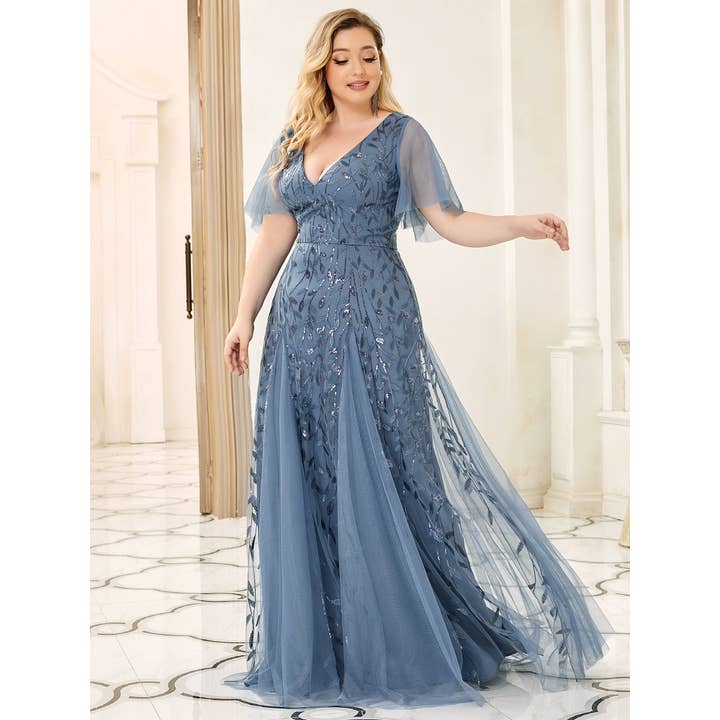 Plus Size Deep V Neck Sequin Evening Gown Dress and other Purchase Wholesale moda plus size. Free Returns & Net 60 Terms on Faire trending on Faire.