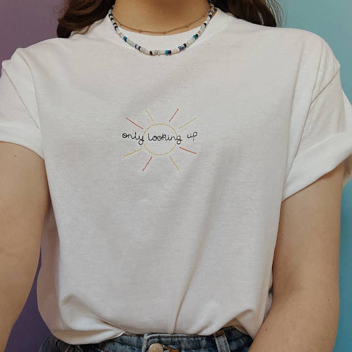embroidered 'only looking up' t-shirt for wholesale by HemmorBroids