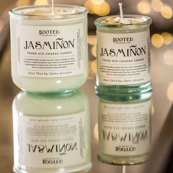 Jasmiñon Chakra Candle for wholesale by Rooted Apothecary