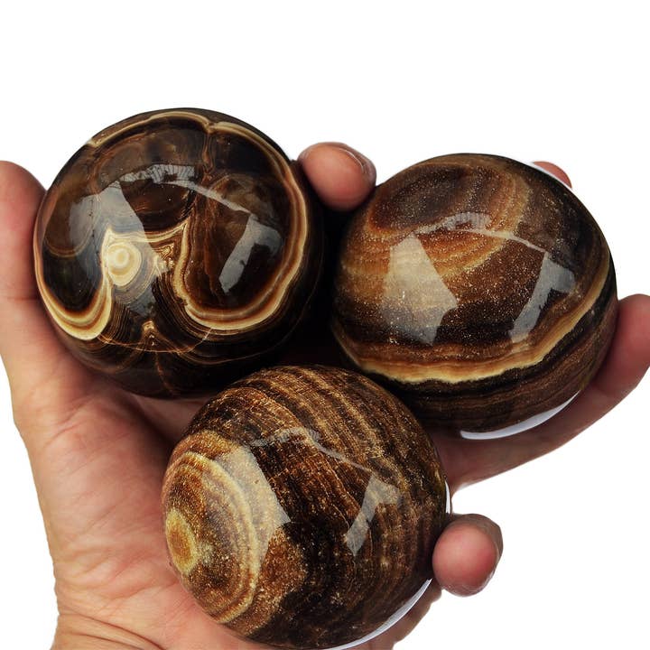 Kaia & Crystals - Wholesale Spiritual Stone/Crystal - XL Chocolate Calcite Sphere (60mm - 85mm)