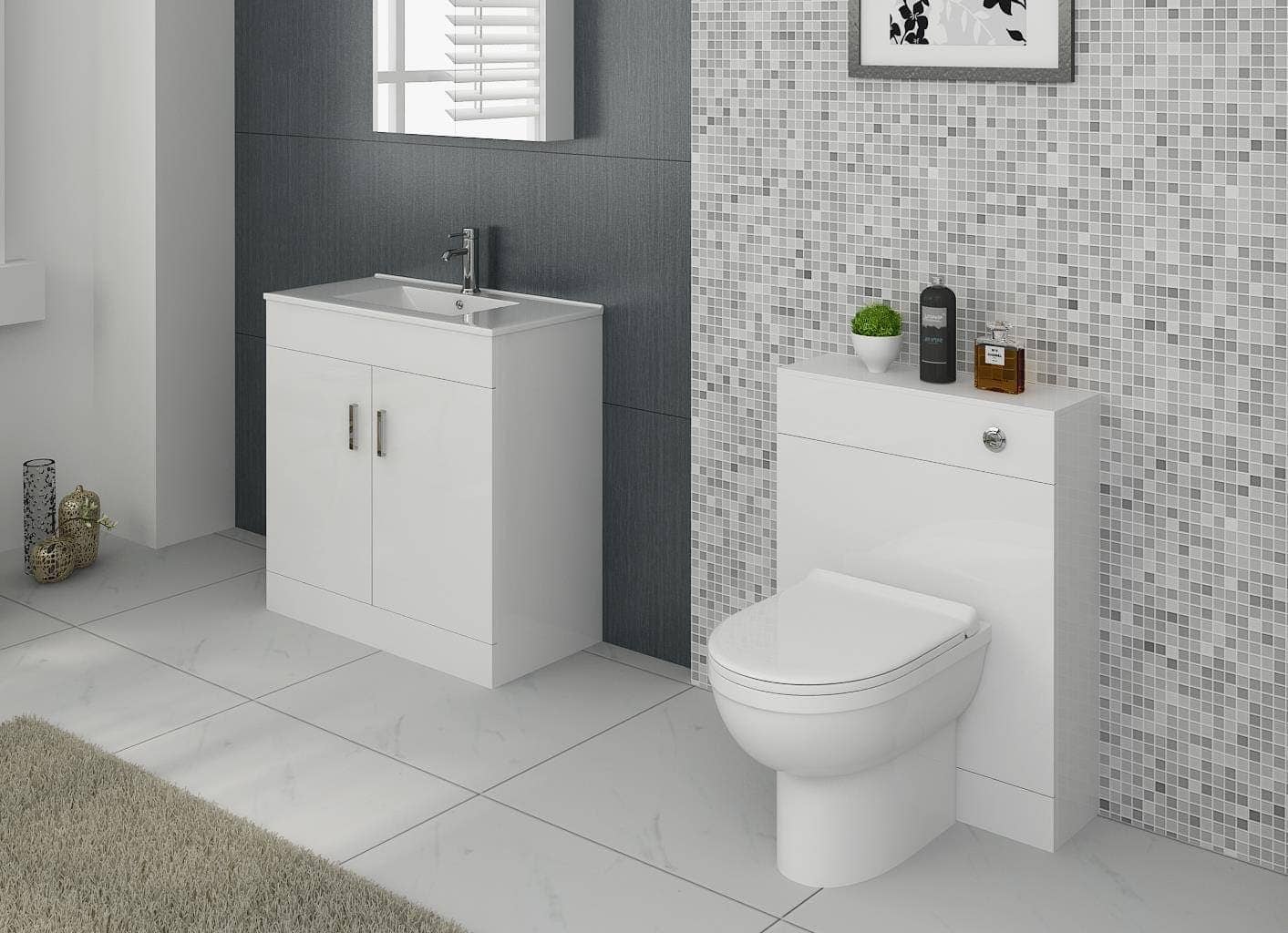 Bathroom4Less – wholesale Cabinet – Sphinx Bathroom Furniture Set with Vanity Basin Cabinet, WC Unit, Toilet Pan & Cistern2
