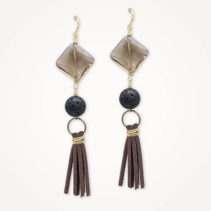 Brincos Smoke & Camurça • Escolha de Cor por atacado de Beatrixbell Handcrafted