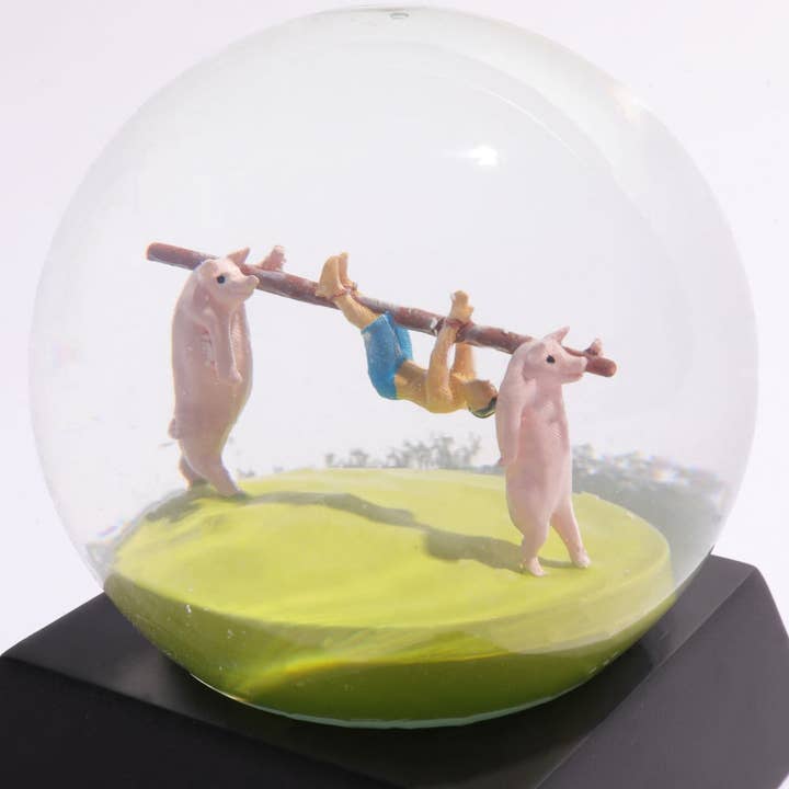Demented Penguins - Wholesale Snow Globe - Pig Roast Snow Globe