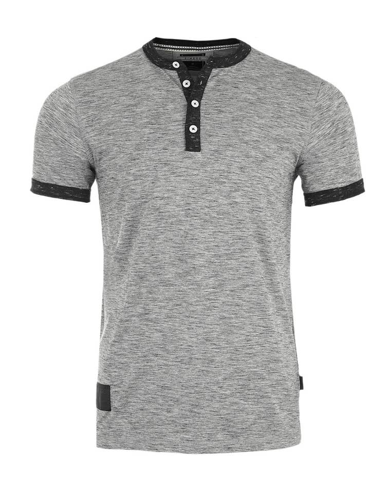 ZGSS58 - ZIMEGO Men's Short Sleeve Contrast Ringer Henley for wholesale by ZIMEGO
