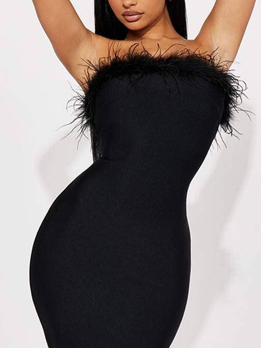 faux faur mini dress for wholesale by Fashion Combination