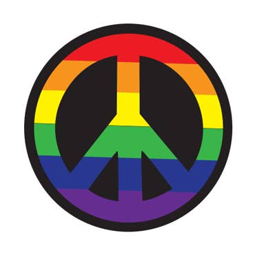 BT074- Rainbow Peace Sign 1.25" Button for wholesale by Kalan