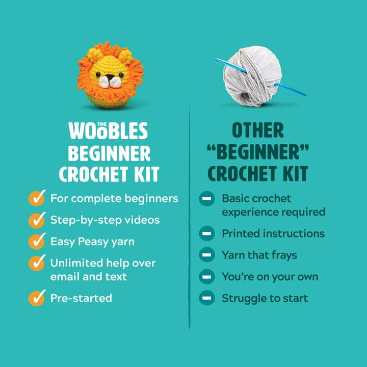 The Woobles - Wholesale Knitting/Crochet Supplies - Bjorn the Narwhal Beginner Crochet Kit