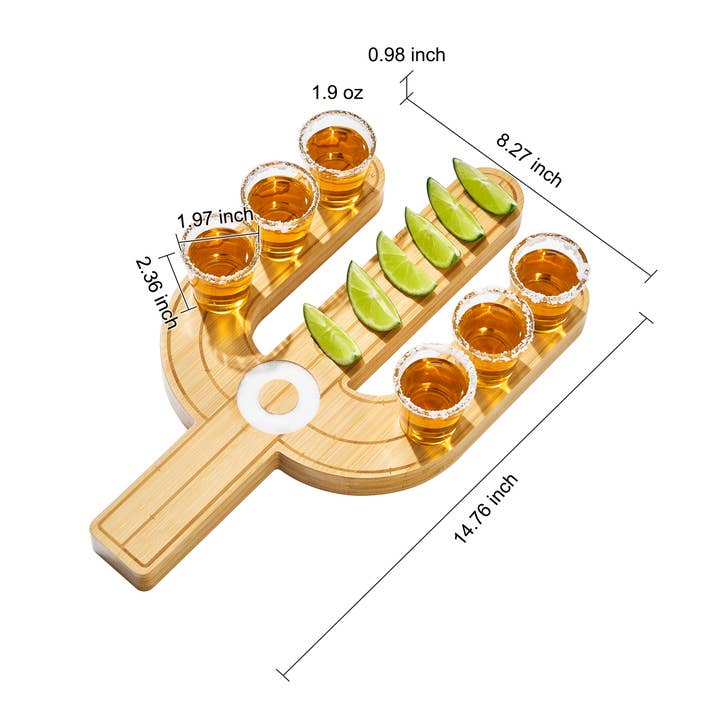 The Wine Savant / Khen Glassware - Wholesale Shot Glass - Cactus Tequila Tray & Shot Glasses Set