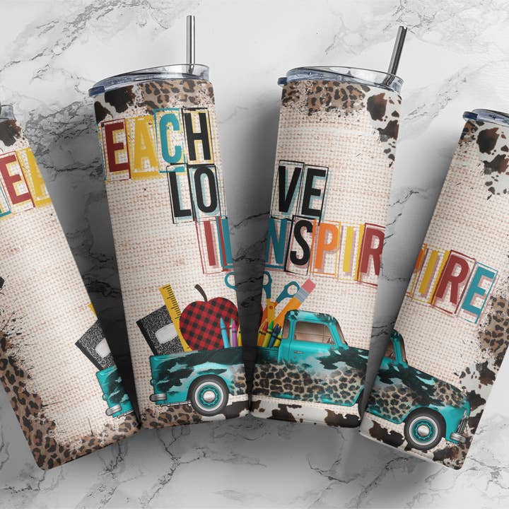 20oz Stainless Steel Tumbler - Teach Love Inspire for wholesale by Your Custom Sports