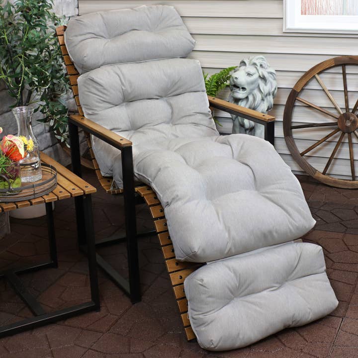 Indoor/Outdoor Tufted Chaise Lounge Chair Cushions - Gray for wholesale by Sunnydaze Decor
