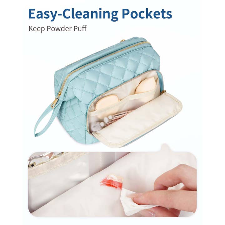 wandf - Wholesale Makeup/Cosmetic Bag - Wide-open Quilted Travel Makeup Organizer Bag with Handle11