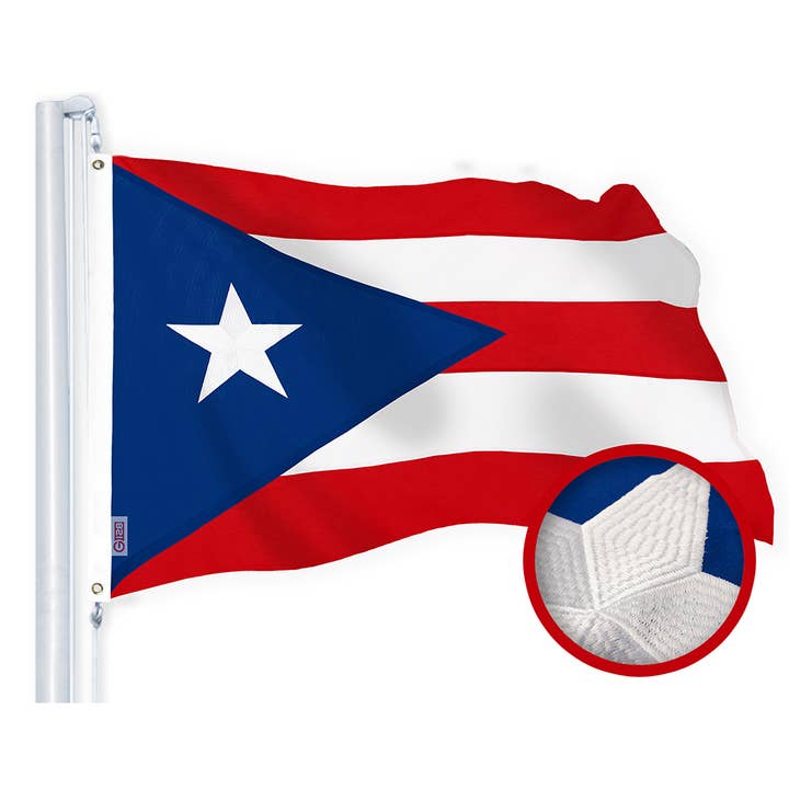 Puerto Rico Flag 2.5x4 FT Embroidered Spun Polyester Outdoor for wholesale by G128