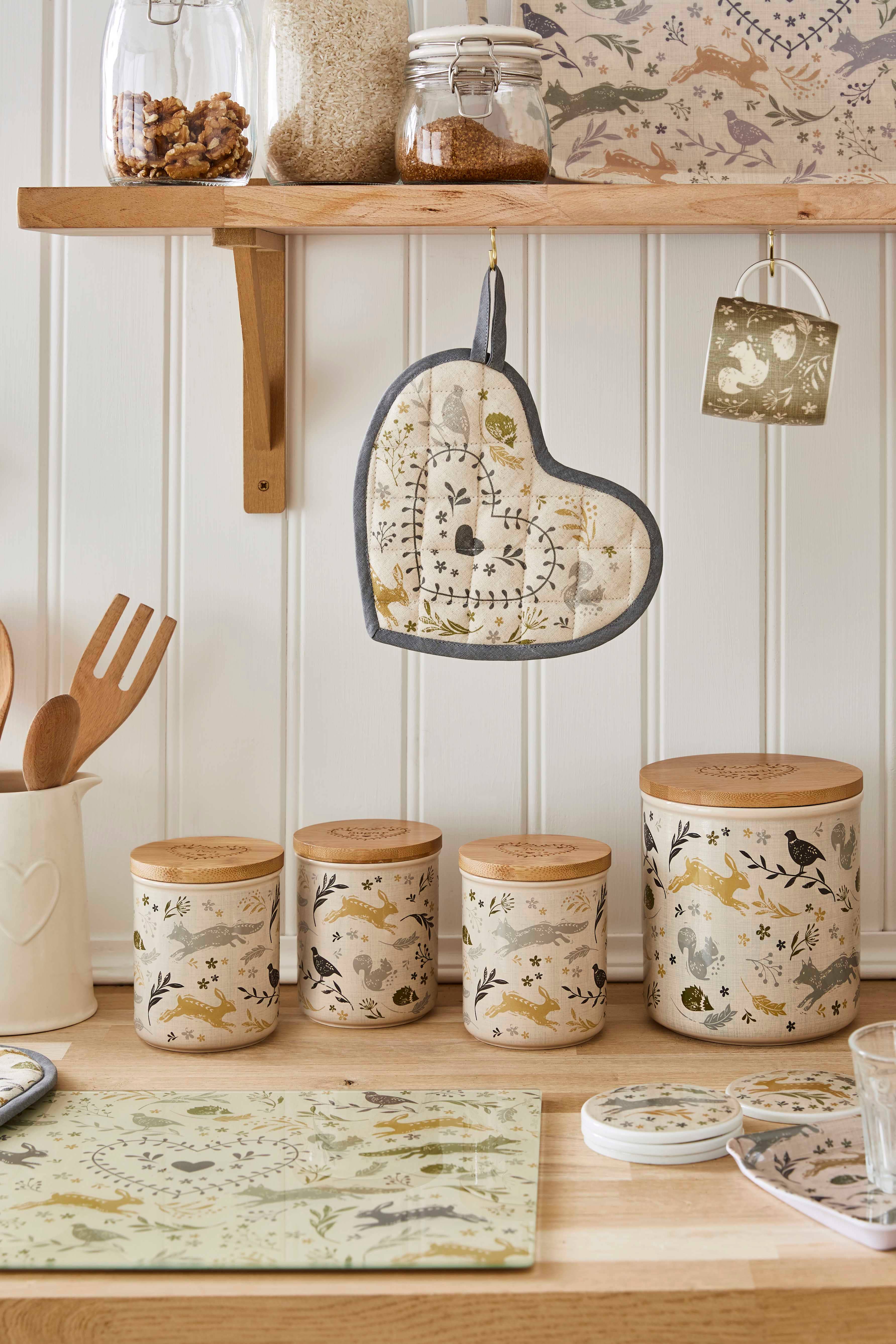 Multi 2.0l Glass Jar with Push Bamboo Lid Woodland for wholesale on Faire1