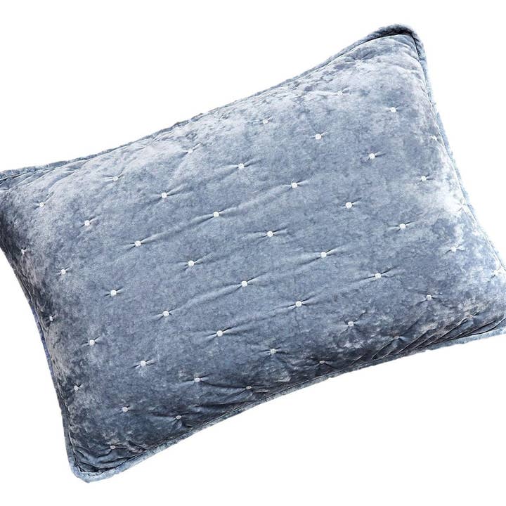 Tache Velvet Dreams Light Blue Plush Diamond Tufted Pillow Sham (JHW-853LB) for wholesale by Tache Home Fashion