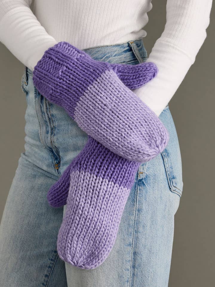 Guanti a maglia a blocchi di colore Lt. Purple & Purple per la vendita all'ingrosso da parte di Panache Apparel Co.