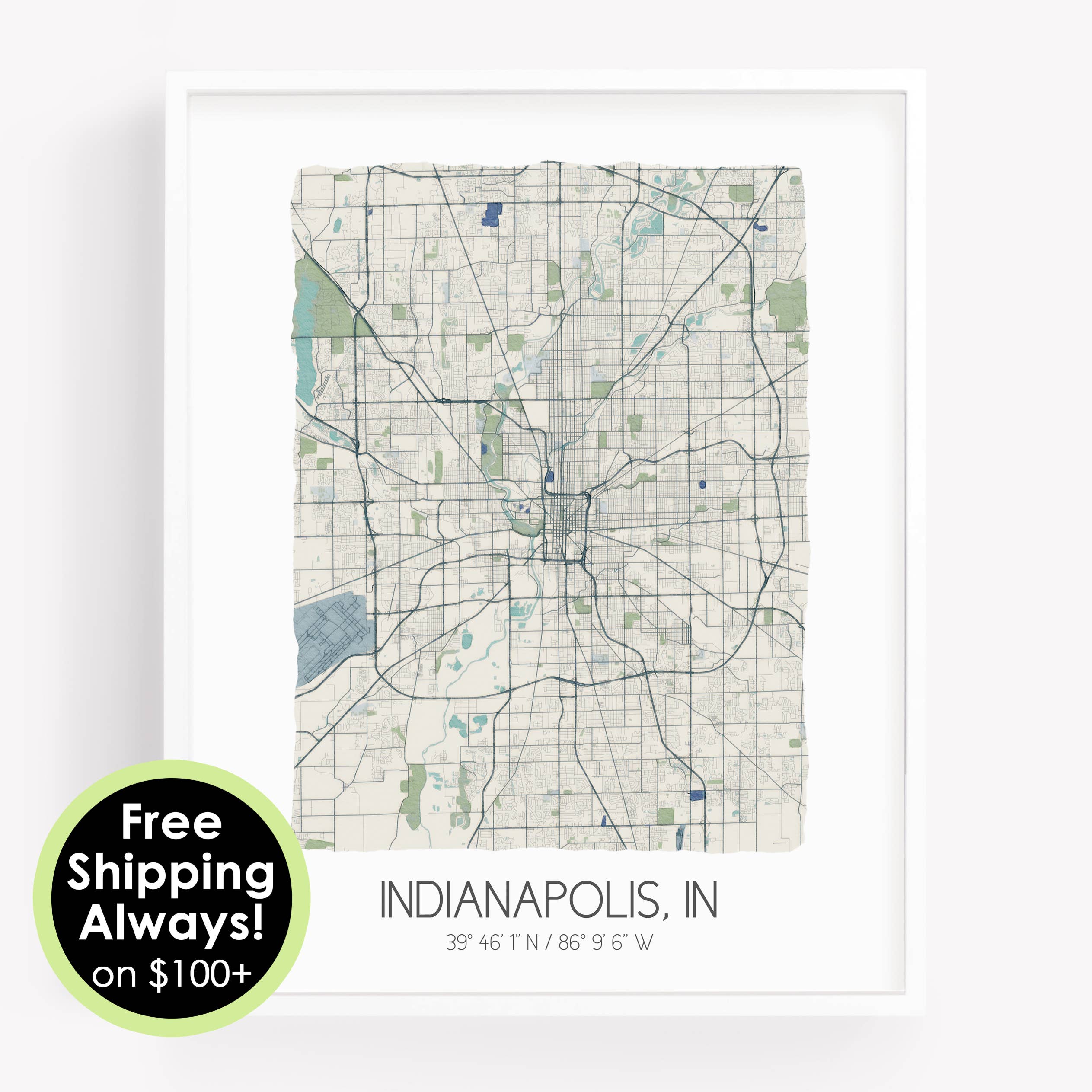 Sparks House Co. - Wholesale Art Print - Indianapolis Indiana Map - Watercolor Map Print - 4 colors2