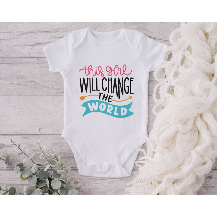 This Girl Will Change The World, Girl Power Baby Bodysuit for wholesale by Hey Lets B Creative