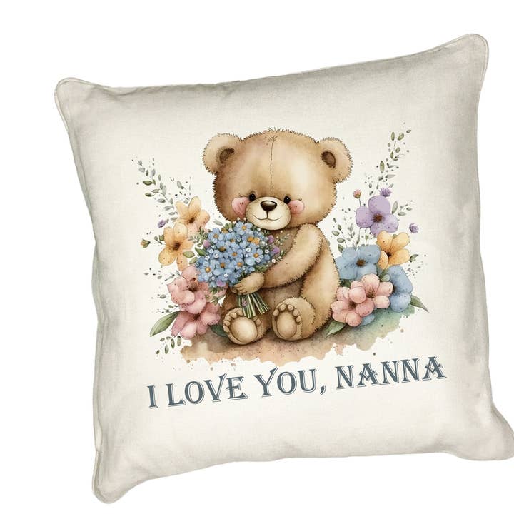 Mother's Day Teddy Bear Cushion I Love You Nanna for wholesale by Noble & Page