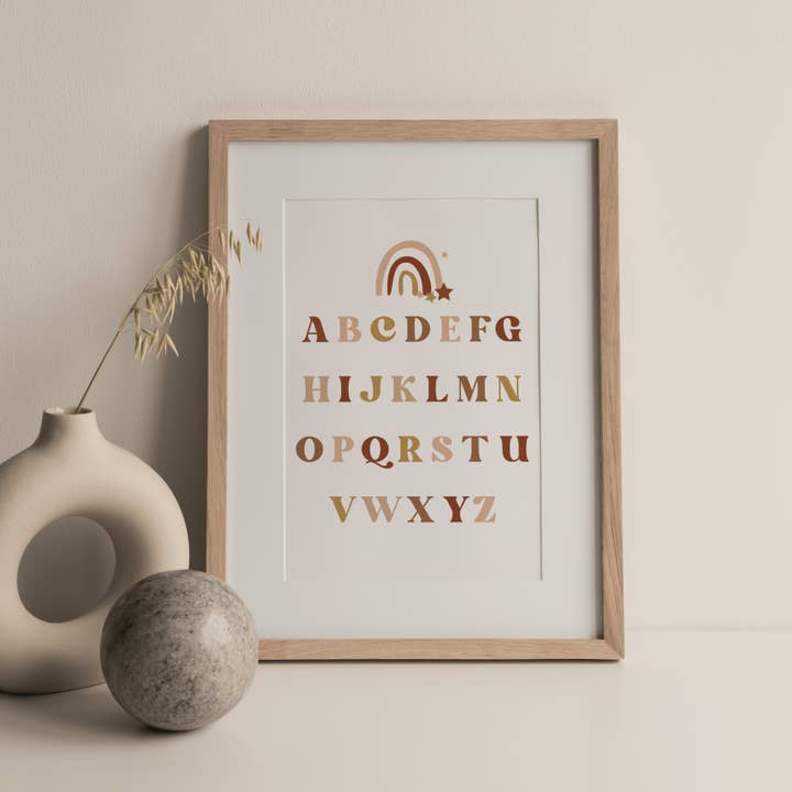 Boho Nursery Alphabet Art Print for wholesale by Coral Cove Studio