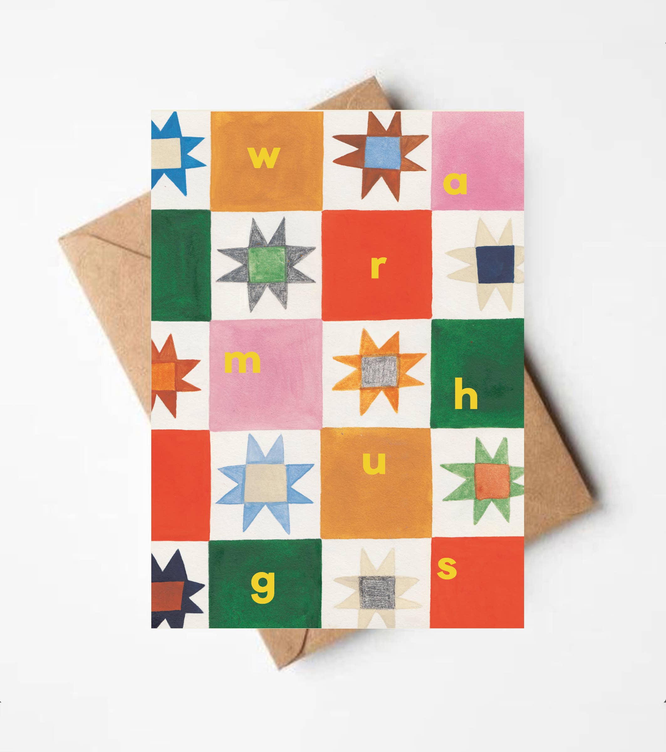 Daria Solak Illustrations - Wholesale Everyday Greeting Card - WARM HUGS PATTERN gold foil card0