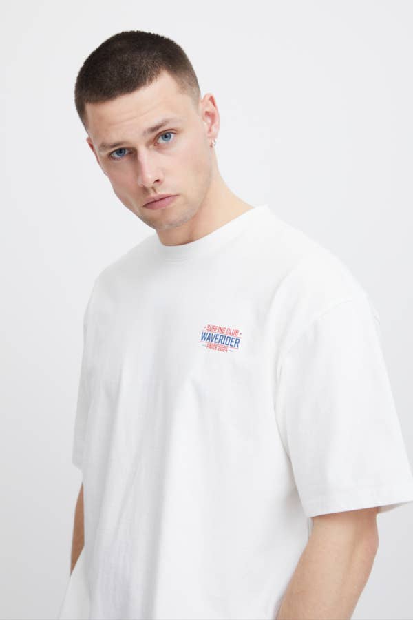 Snow White Relaxed Fit Paris 2024 Olympics Surfing Graphic Tee for wholesale on Faire3