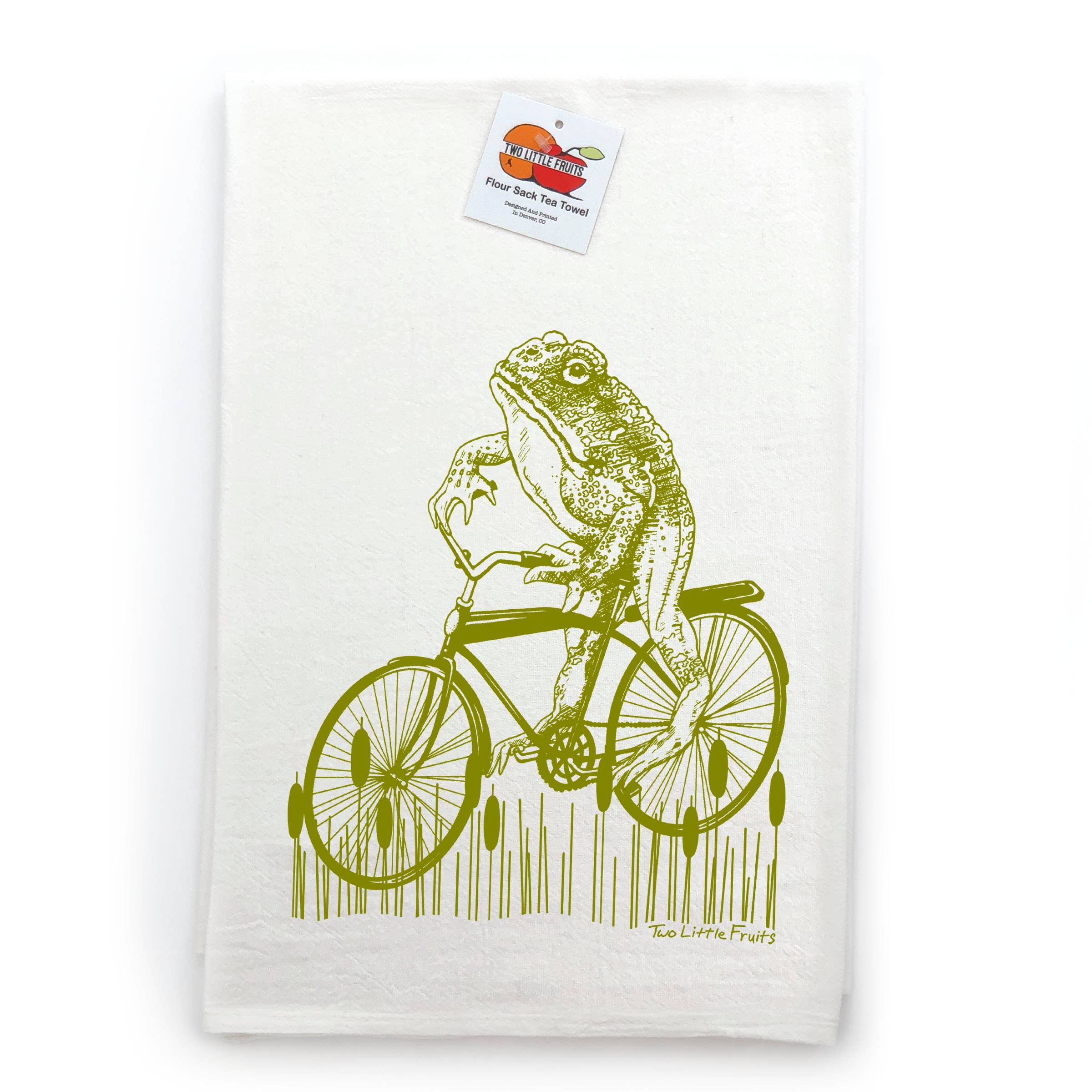 Two Little Fruits - Wholesale Tea Towel - Green Frog Tea Towel – Whimsical Cotton Kitchen Gift4