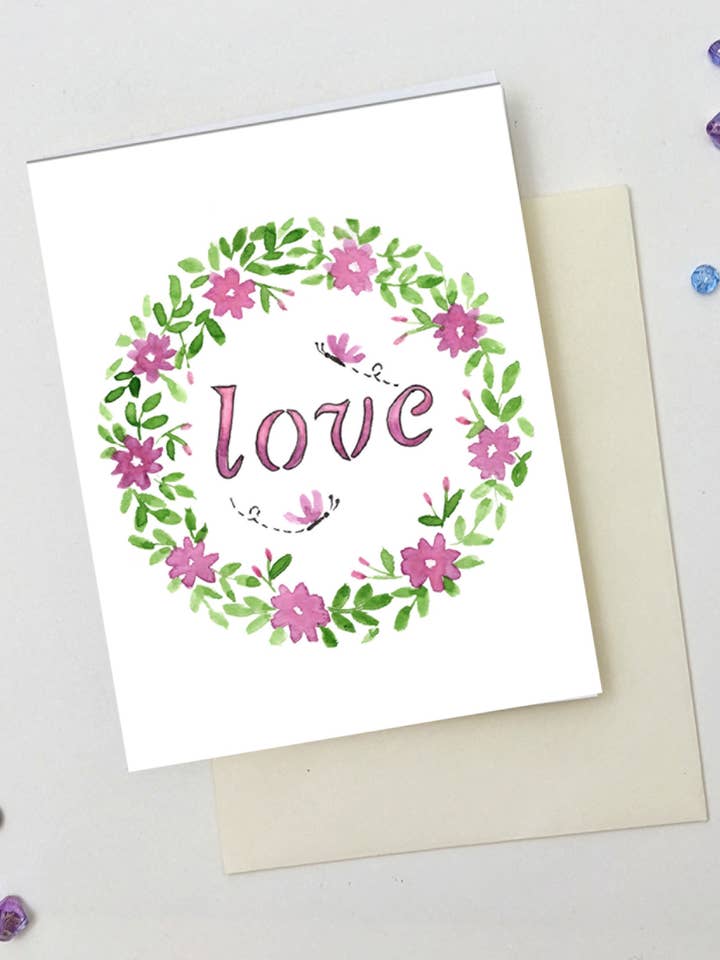 Love wreath Greeting Card| Love Card| Floral Card for wholesale by Artcolorworks