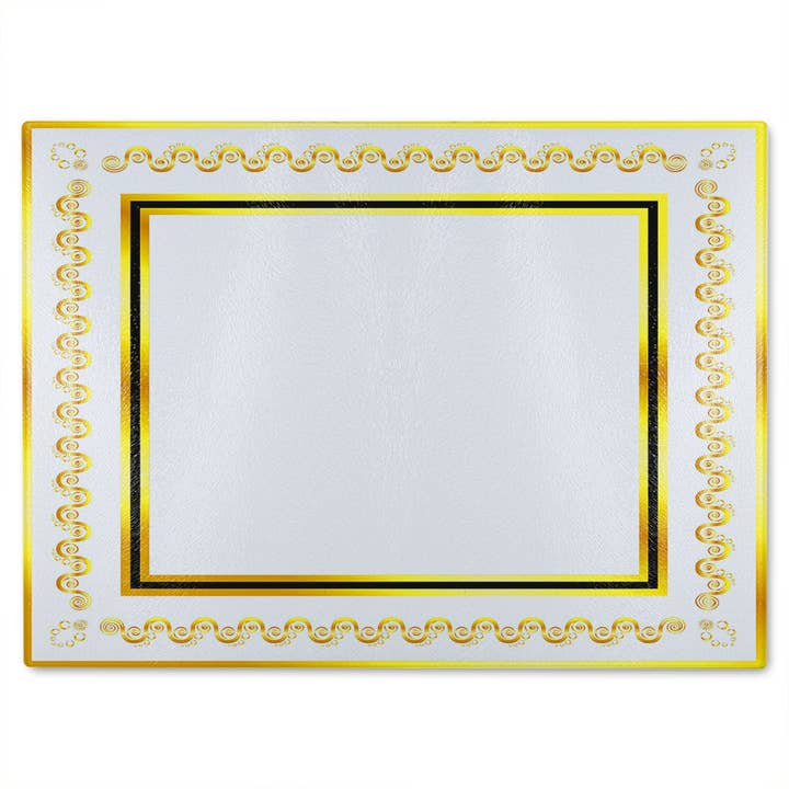Ancient Egyptian Gold Border Glass Chopping Board for wholesale by Benjamin Tate Design