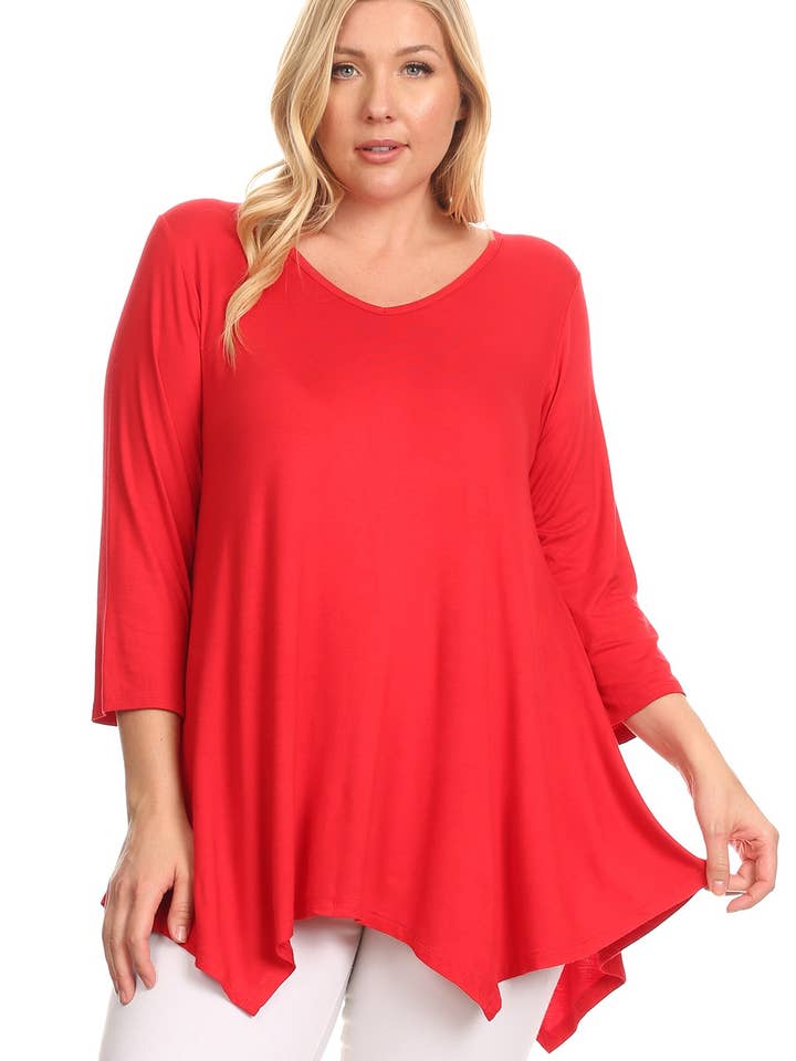 MOA COLLECTION - Wholesale Tunic - Women's - Women's Plus size Knit Tunic Tops V-Neck Flowy Blouse7